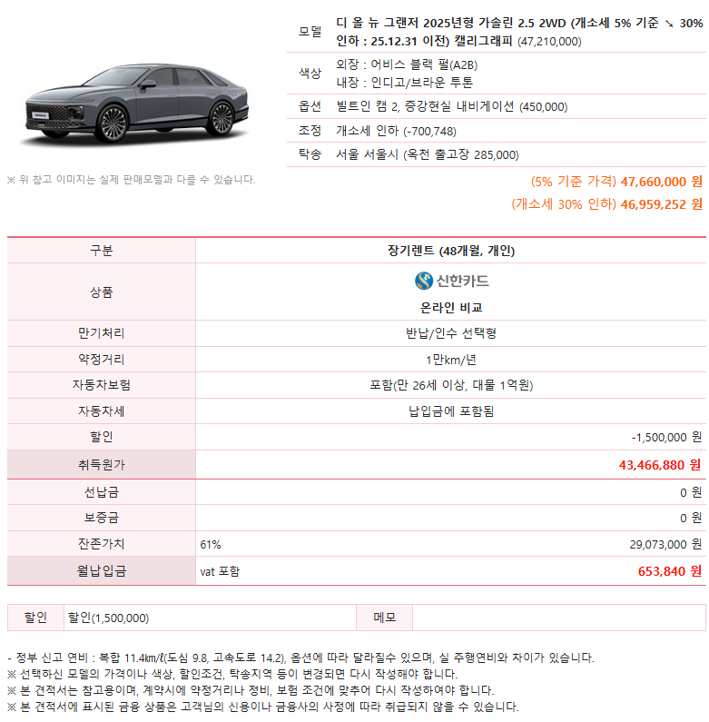 그랜저 2.5 이벤트