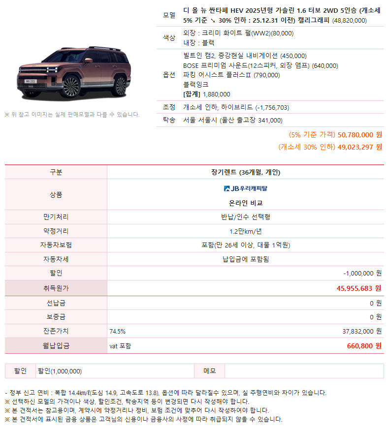 싼타페 1.6 하이브리드 이벤트
